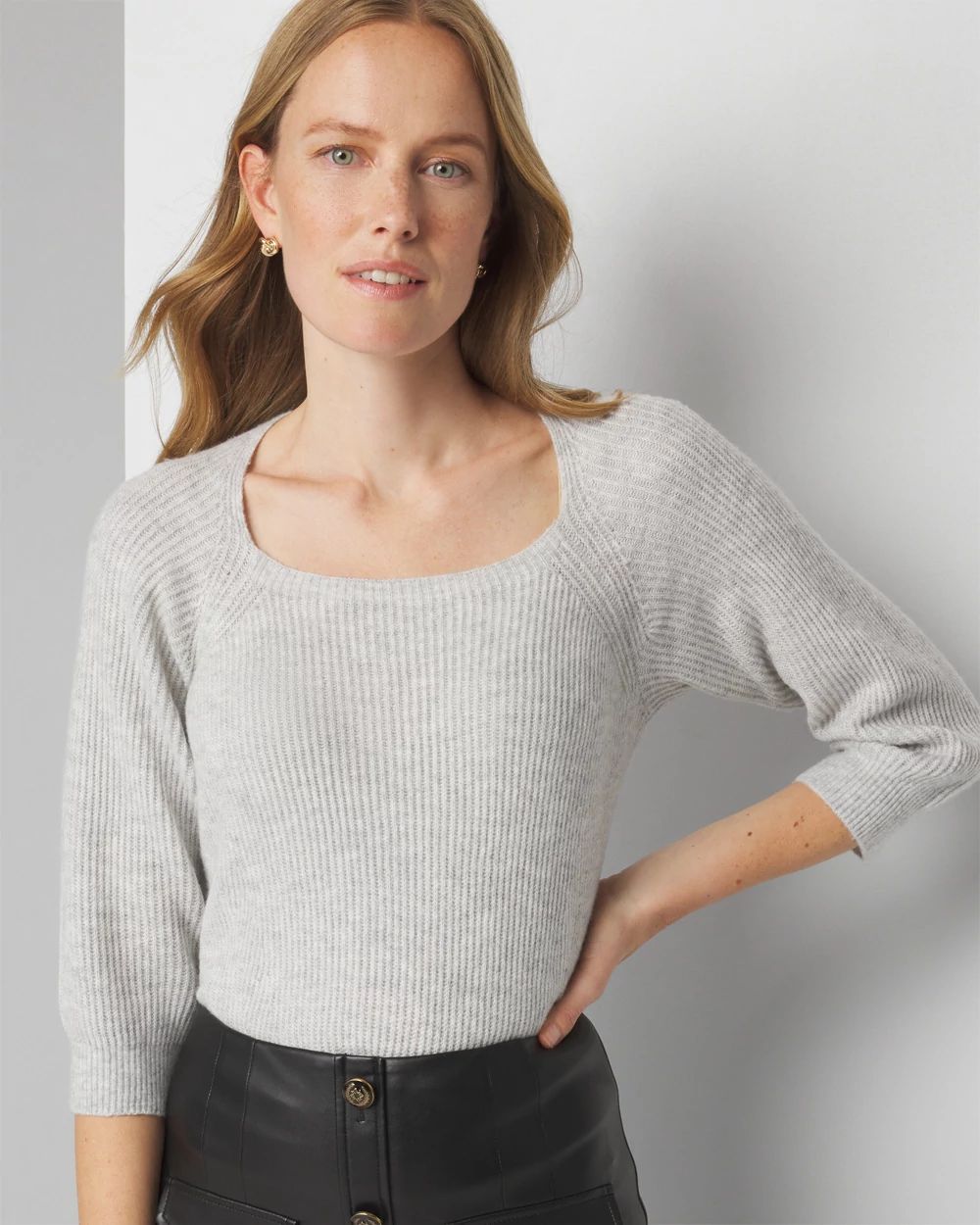 Ribbed White Pullover main image 1